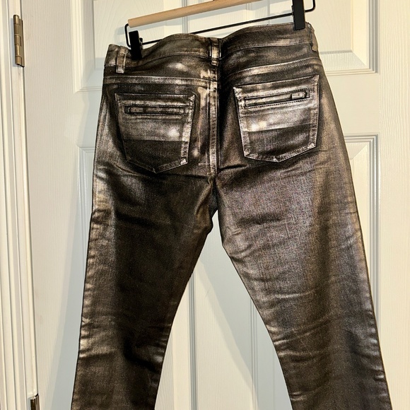 Michael Kors Metallic Silver/Black Coated Skinny Jeans – Size 4 (NWT, $150 MSRP) - Picture 4 of 4